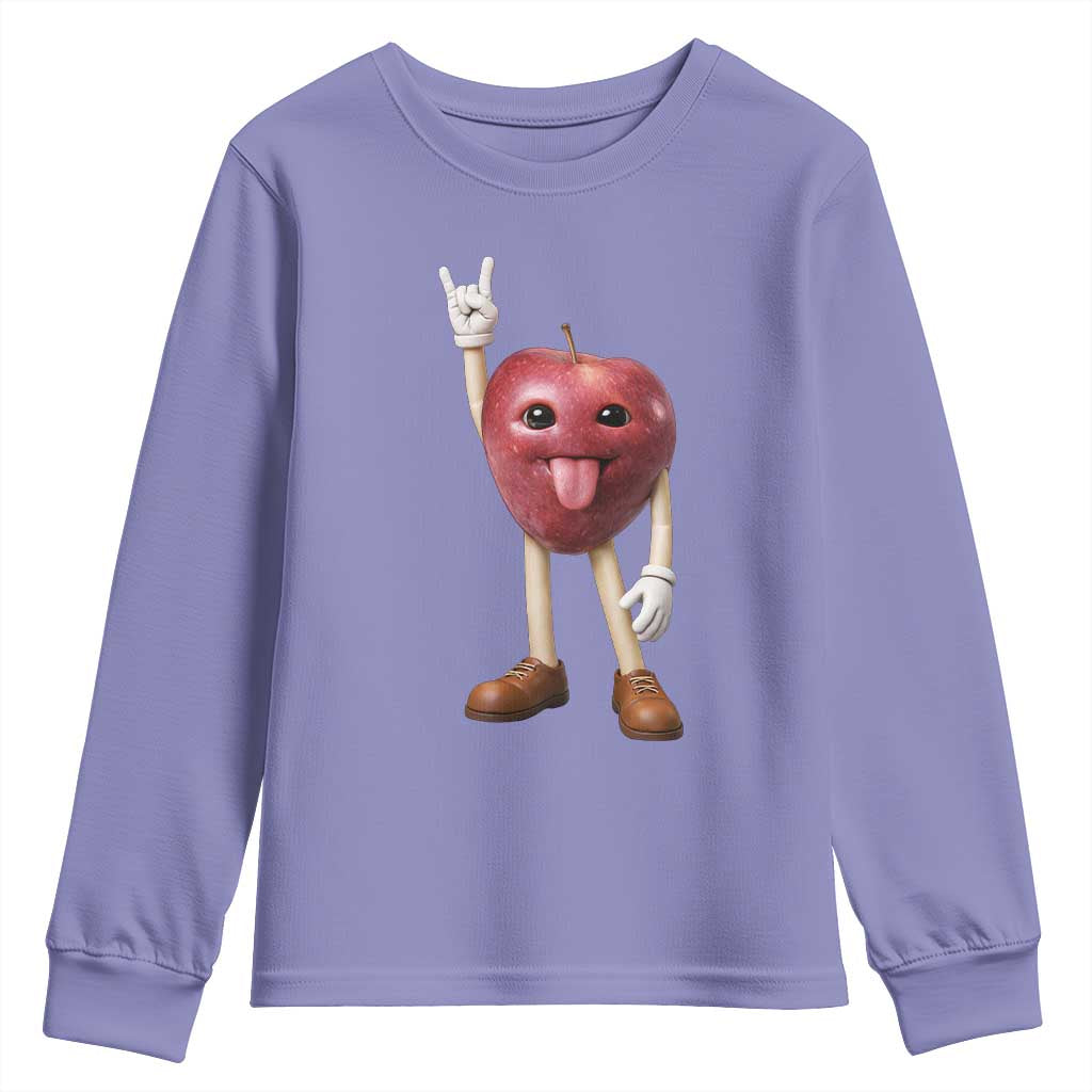 Funny Apple With Face Wapple Meme Youth Sweatshirt TS12 Violet Print Your Wear