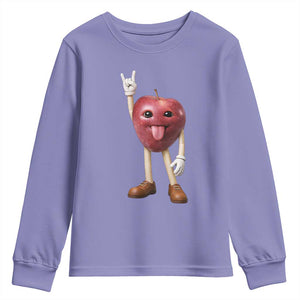 Funny Apple With Face Wapple Meme Youth Sweatshirt TS12 Violet Print Your Wear