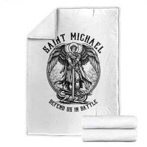 Saint Michael Heavenly Warrior Throw Blanket Defend Us In Battle TS12 White Print Your Wear