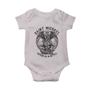Saint Michael Heavenly Warrior Baby Onesie Defend Us In Battle TS12 Ice Gray Print Your Wear