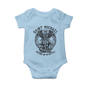 Saint Michael Heavenly Warrior Baby Onesie Defend Us In Battle TS12 Light Blue Print Your Wear