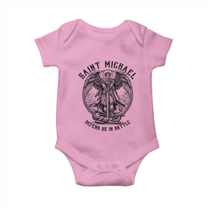 Saint Michael Heavenly Warrior Baby Onesie Defend Us In Battle TS12 Light Pink Print Your Wear