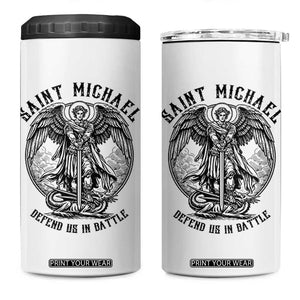 Saint Michael Heavenly Warrior 4 in 1 Can Cooler Tumbler Defend Us In Battle TS12 One Size: 16 oz White Print Your Wear