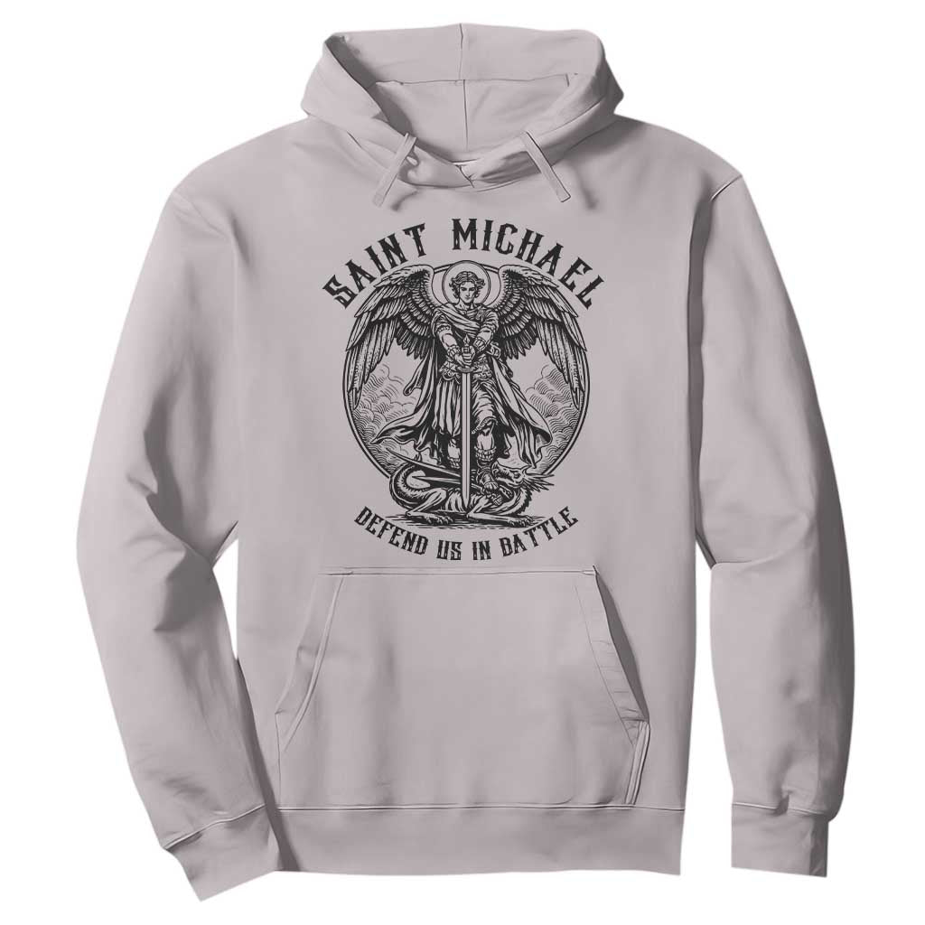 Saint Michael Heavenly Warrior Hoodie Defend Us In Battle TS12 Ice Gray Print Your Wear