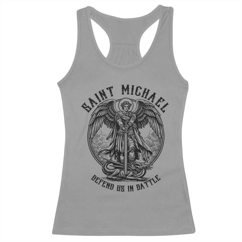 Saint Michael Heavenly Warrior Racerback Tank Top Defend Us In Battle TS12 Sport Gray Print Your Wear