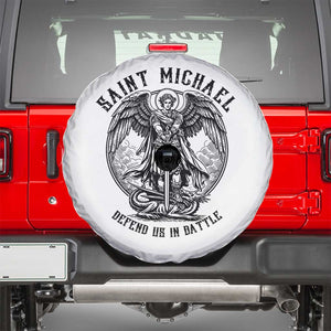 Saint Michael Heavenly Warrior Spare Tire Cover Defend Us In Battle TS12 White Print Your Wear