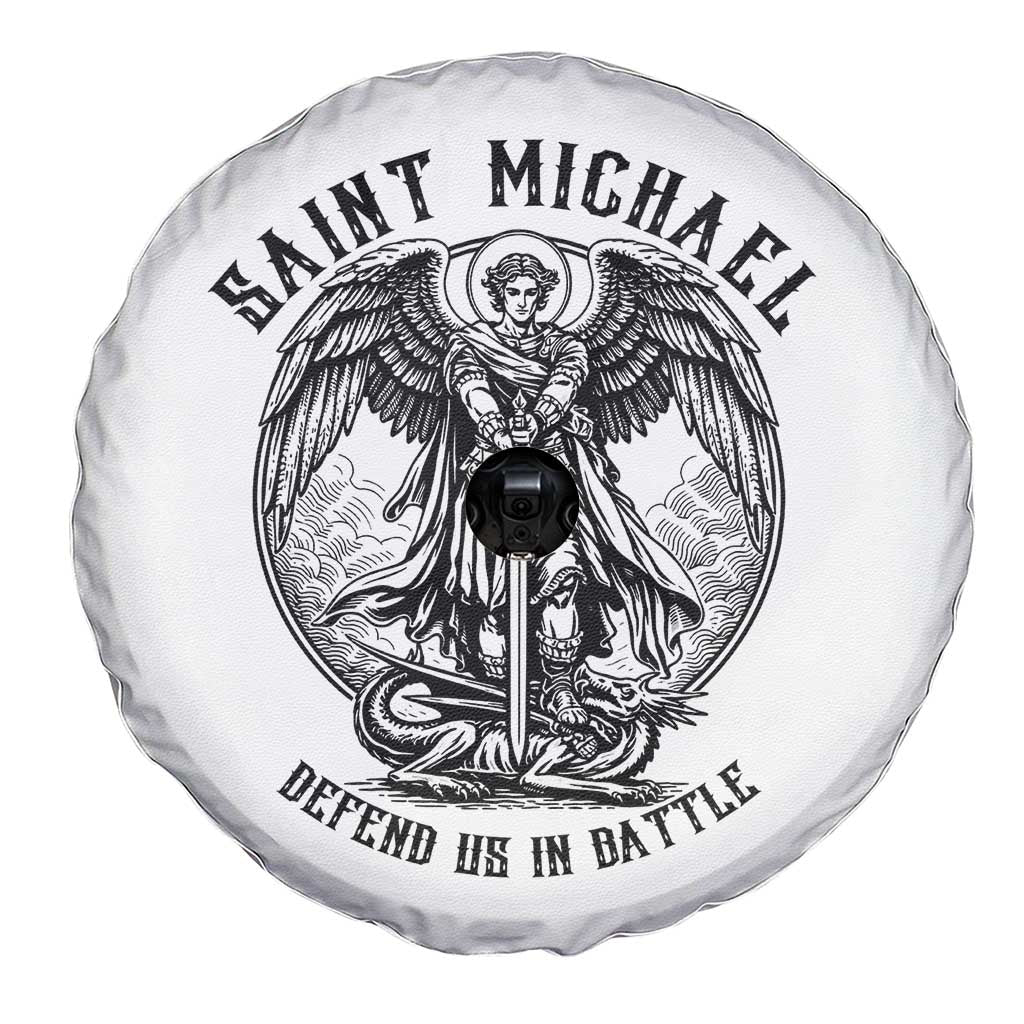 Saint Michael Heavenly Warrior Spare Tire Cover Defend Us In Battle TS12 Print Your Wear
