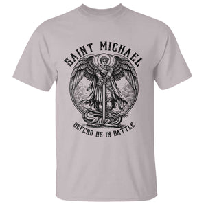 Saint Michael Heavenly Warrior T Shirt Defend Us In Battle TS12 Ice Gray Print Your Wear