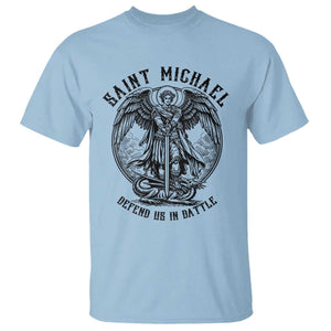 Saint Michael Heavenly Warrior T Shirt Defend Us In Battle TS12 Light Blue Print Your Wear