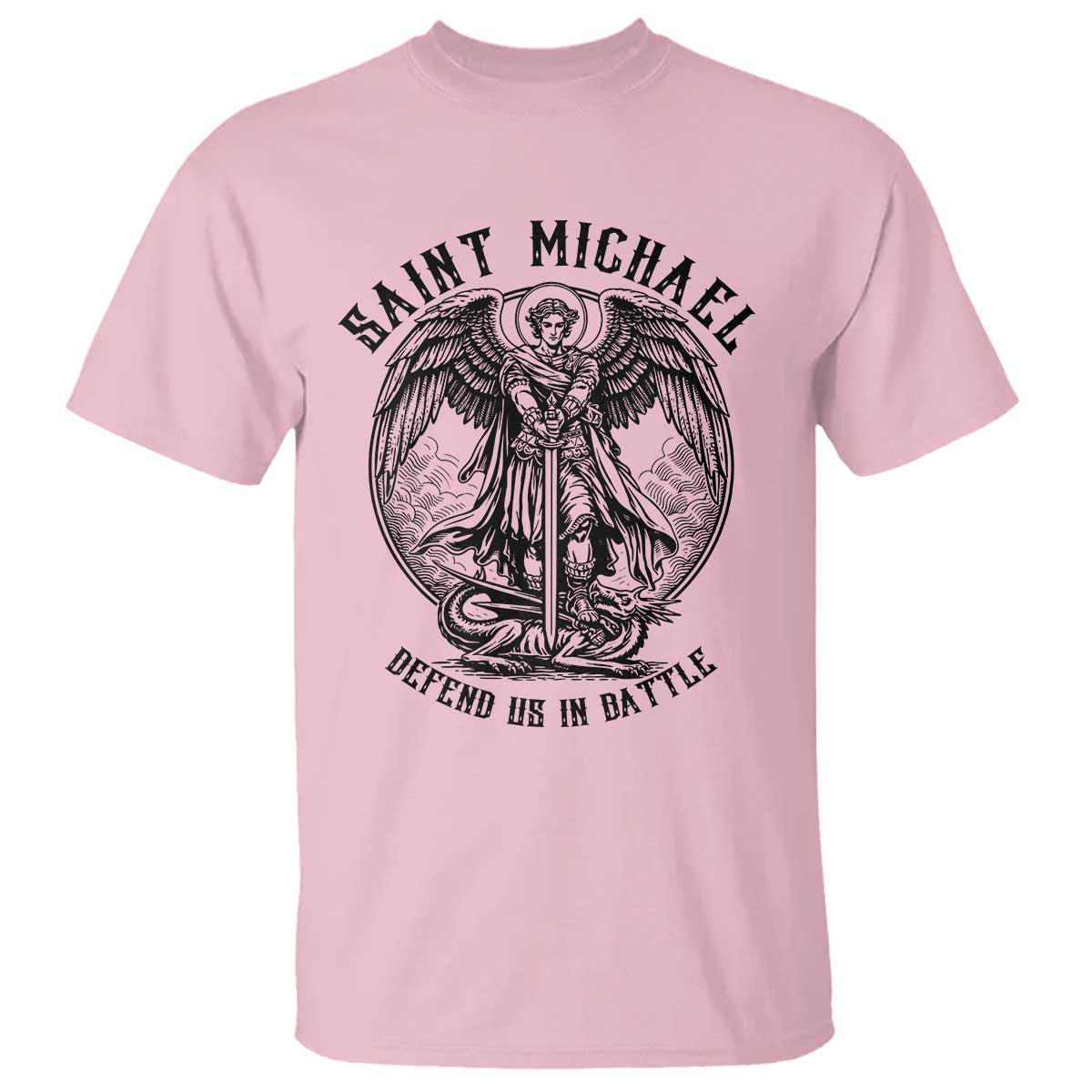Saint Michael Heavenly Warrior T Shirt Defend Us In Battle TS12 Light Pink Print Your Wear