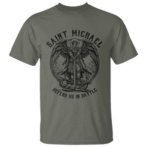 Saint Michael Heavenly Warrior T Shirt Defend Us In Battle TS12 Military Green Print Your Wear
