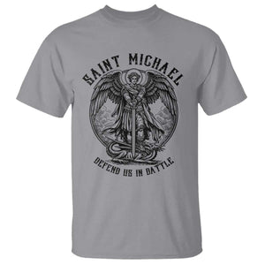 Saint Michael Heavenly Warrior T Shirt Defend Us In Battle TS12 Sport Gray Print Your Wear