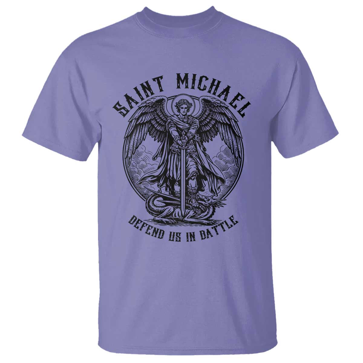 Saint Michael Heavenly Warrior T Shirt Defend Us In Battle TS12 Violet Print Your Wear