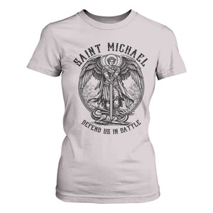 Saint Michael Heavenly Warrior T Shirt For Women Defend Us In Battle TS12 Ice Gray Print Your Wear