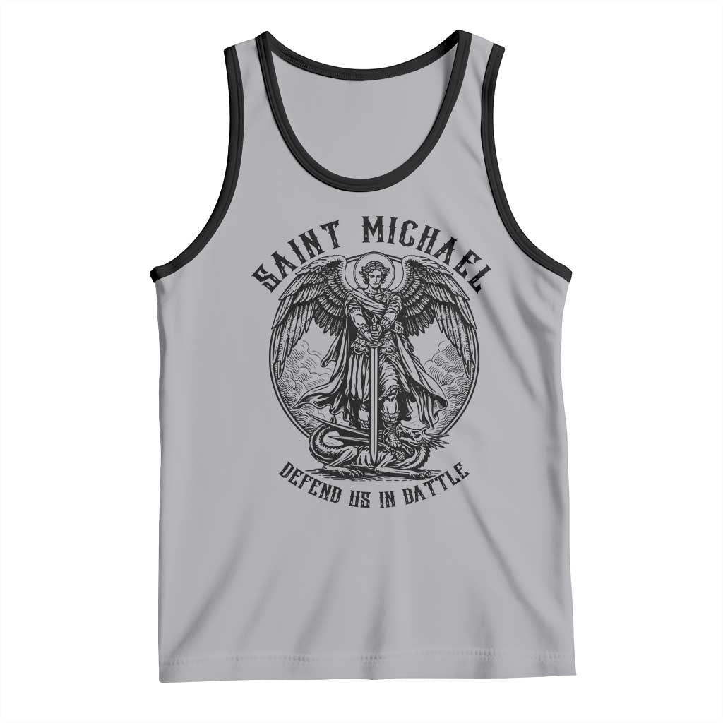 Saint Michael Heavenly Warrior Tank Top Defend Us In Battle TS12 Athletic Heather Black Print Your Wear