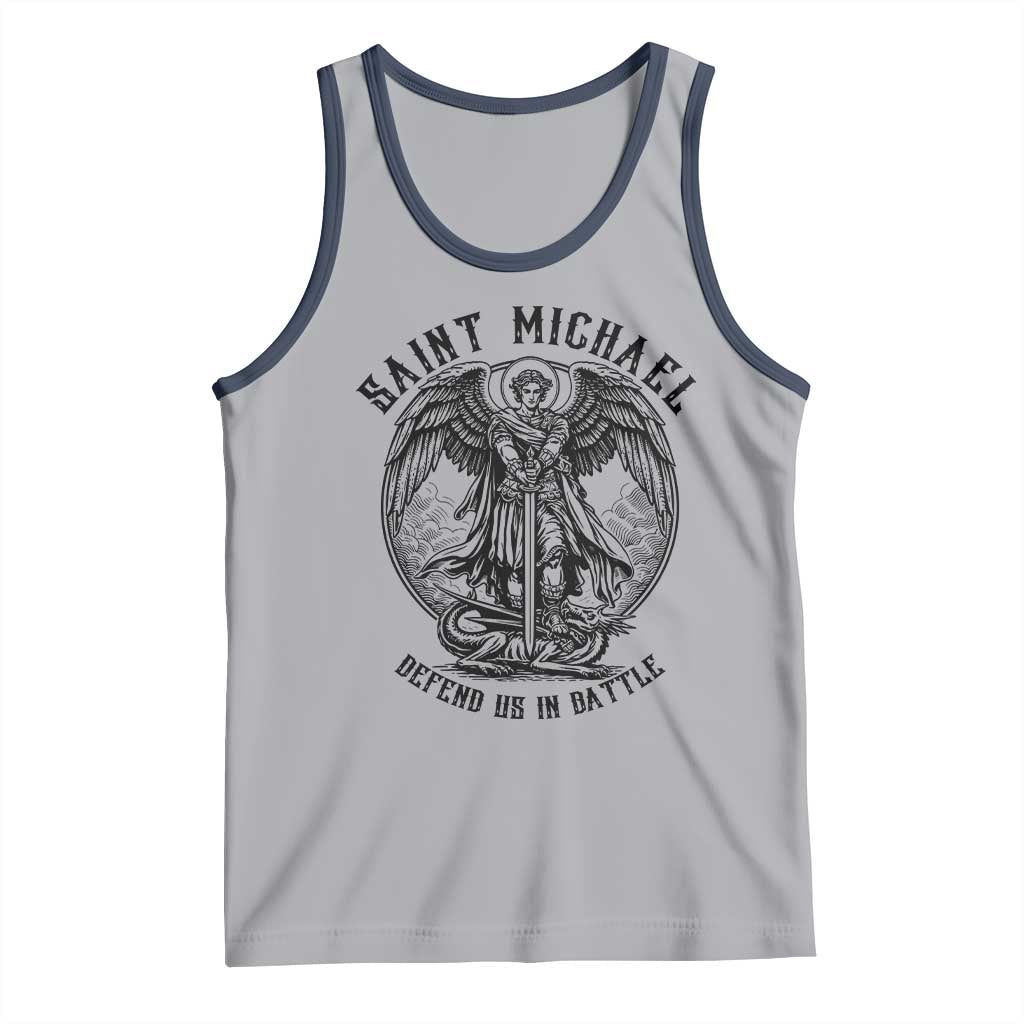 Saint Michael Heavenly Warrior Tank Top Defend Us In Battle TS12 Athletic Heather Navy Print Your Wear