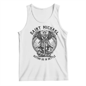 Saint Michael Heavenly Warrior Tank Top Defend Us In Battle TS12 White Print Your Wear