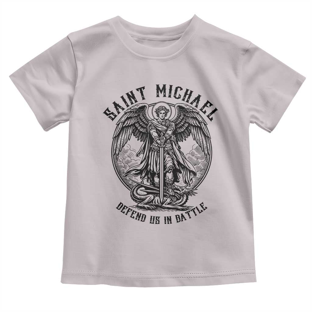 Saint Michael Heavenly Warrior Toddler T Shirt Defend Us In Battle TS12 Ice Gray Print Your Wear