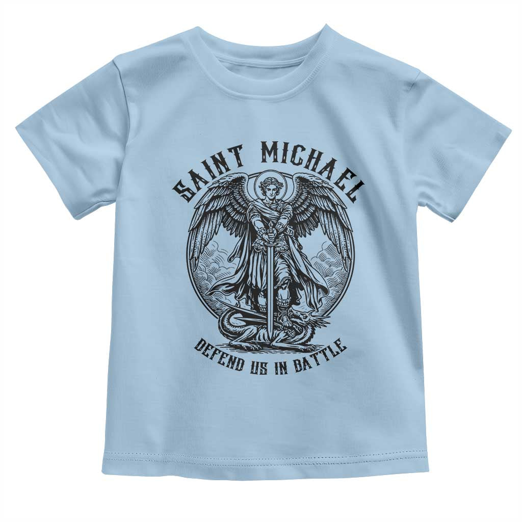 Saint Michael Heavenly Warrior Toddler T Shirt Defend Us In Battle TS12 Light Blue Print Your Wear