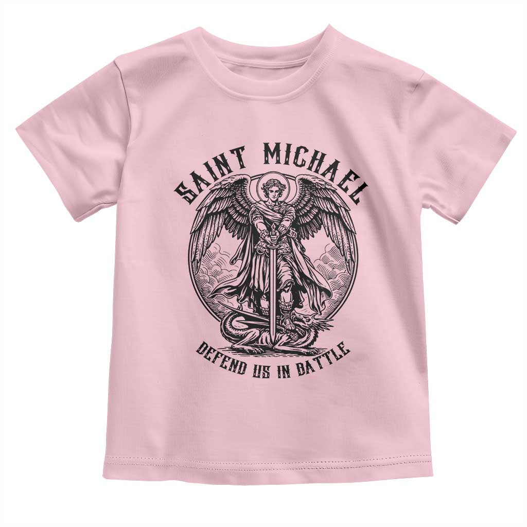 Saint Michael Heavenly Warrior Toddler T Shirt Defend Us In Battle TS12 Light Pink Print Your Wear