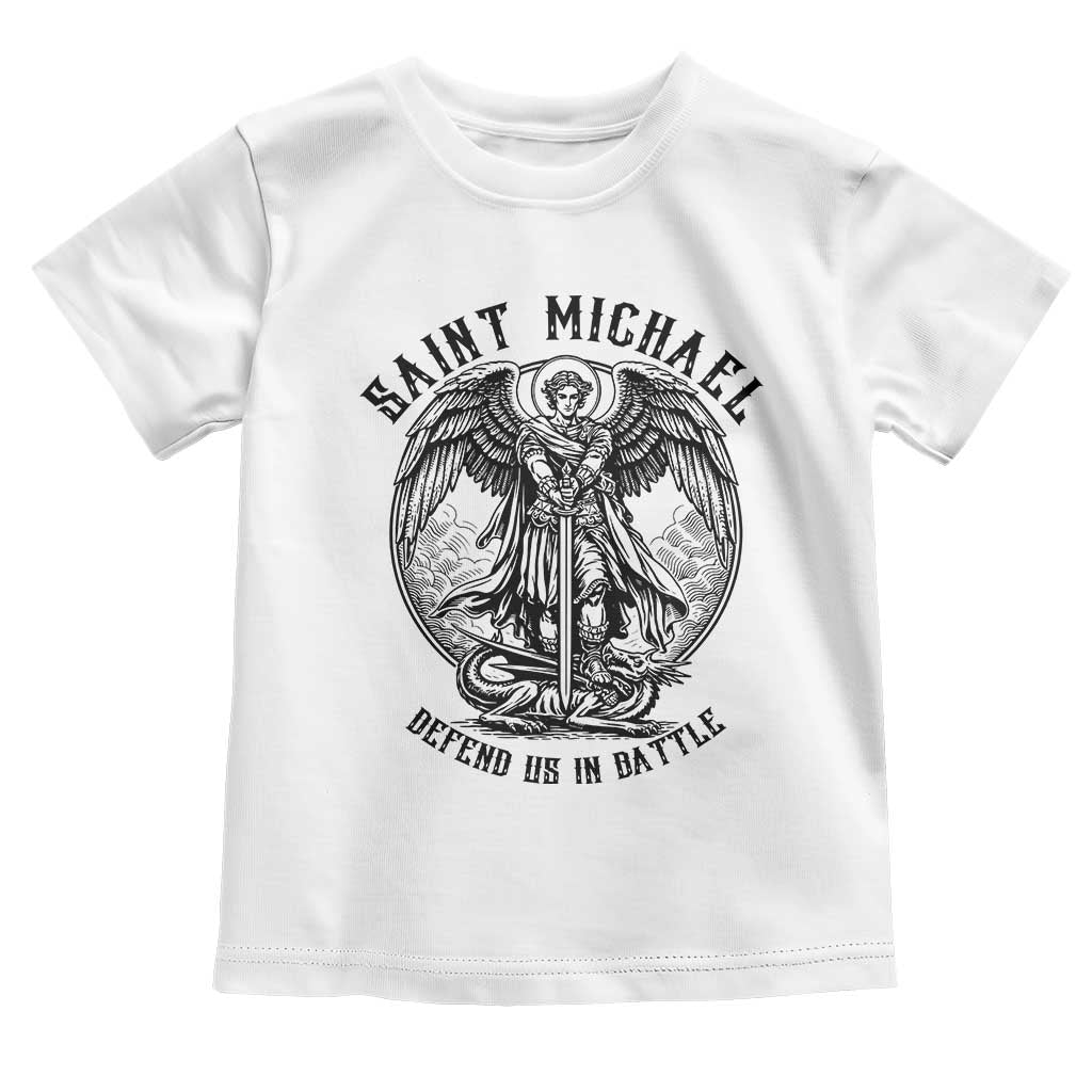 Saint Michael Heavenly Warrior Toddler T Shirt Defend Us In Battle TS12 White Print Your Wear