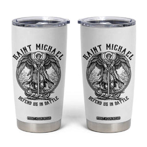 Saint Michael Heavenly Warrior Tumbler Cup Defend Us In Battle TS12 White Print Your Wear