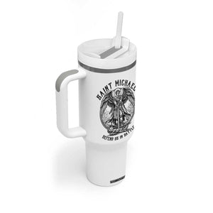 Saint Michael Heavenly Warrior Tumbler With Handle Defend Us In Battle TS12 Print Your Wear