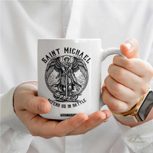 Saint Michael Heavenly Warrior Coffee Mug Defend Us In Battle TS12 Print Your Wear