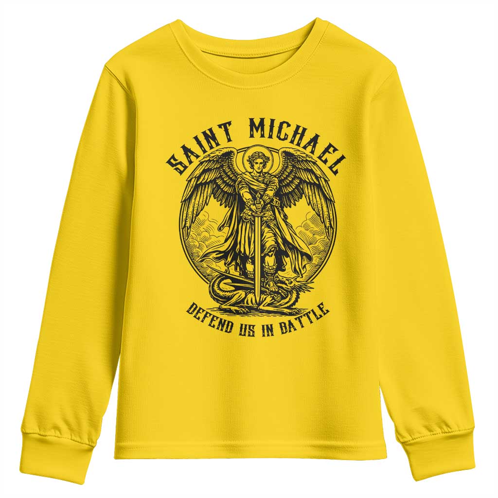 Saint Michael Heavenly Warrior Youth Sweatshirt Defend Us In Battle TS12 Daisy Print Your Wear