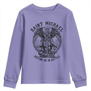 Saint Michael Heavenly Warrior Youth Sweatshirt Defend Us In Battle TS12 Violet Print Your Wear