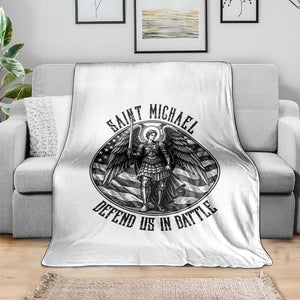 Saint Michael Defend Us In Battle Throw Blanket American Flag Patriotic TS12 Print Your Wear