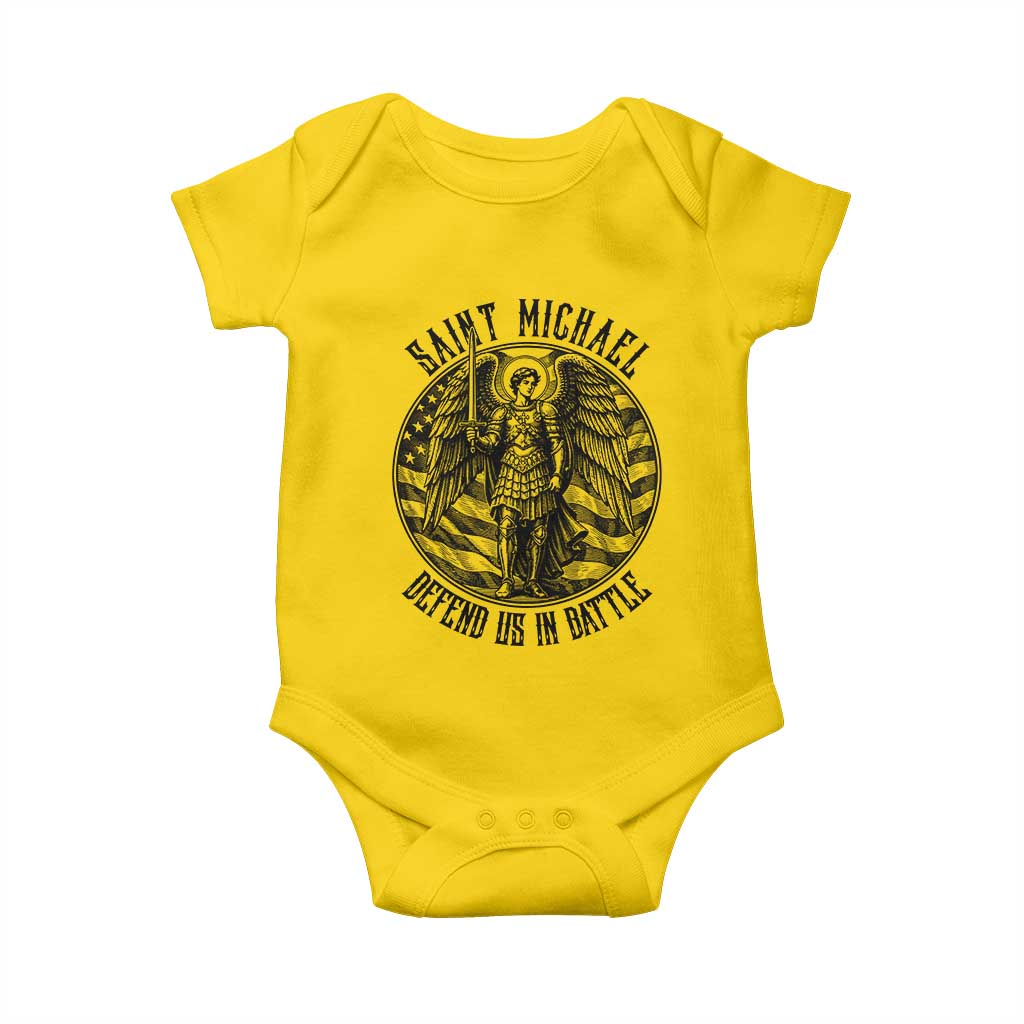 Saint Michael Defend Us In Battle Baby Onesie American Flag Patriotic TS12 Daisy Print Your Wear