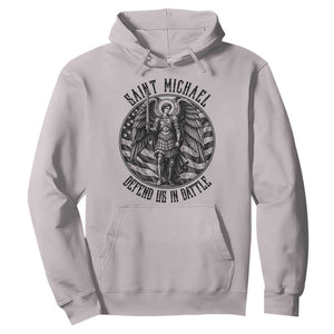 Saint Michael Defend Us In Battle Hoodie American Flag Patriotic TS12 Ice Gray Print Your Wear