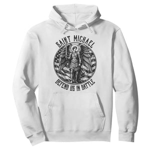 Saint Michael Defend Us In Battle Hoodie American Flag Patriotic TS12 White Print Your Wear