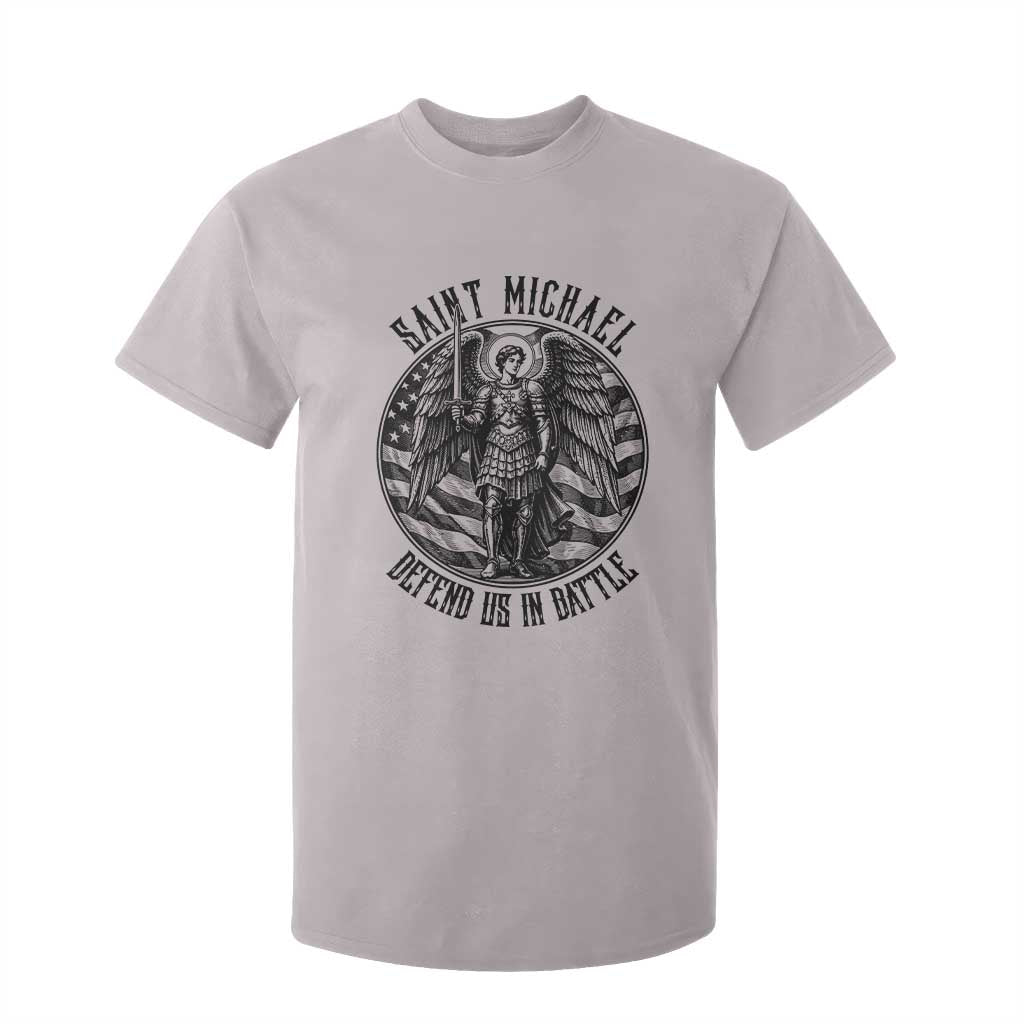 Saint Michael Defend Us In Battle T Shirt For Kid American Flag Patriotic TS12 Ice Gray Print Your Wear