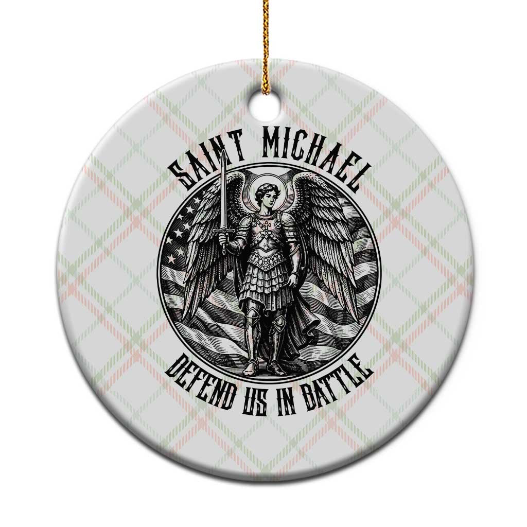 Saint Michael Defend Us In Battle Ceramic Ornament American Flag Patriotic TS12 1pc Christmas Plaid Print Your Wear
