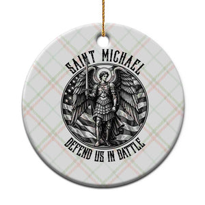 Saint Michael Defend Us In Battle Ceramic Ornament American Flag Patriotic TS12 1pc Christmas Plaid Print Your Wear