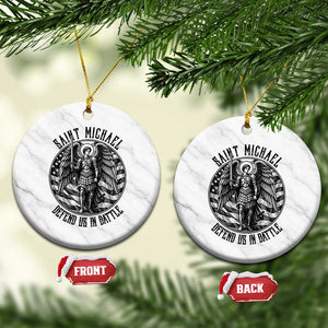 Saint Michael Defend Us In Battle Ceramic Ornament American Flag Patriotic TS12 1pc White Marble Print Your Wear