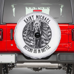 Saint Michael Defend Us In Battle Spare Tire Cover American Flag Patriotic TS12 White Print Your Wear