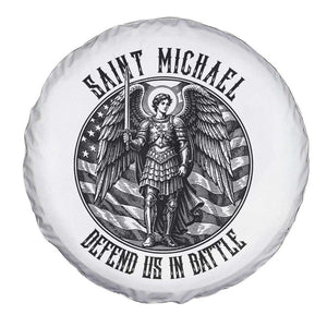 Saint Michael Defend Us In Battle Spare Tire Cover American Flag Patriotic TS12 Print Your Wear