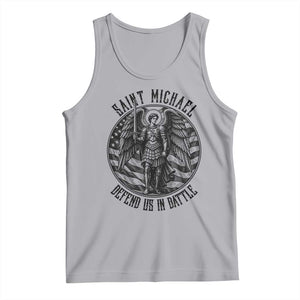 Saint Michael Defend Us In Battle Tank Top American Flag Patriotic TS12 Athletic Heather Print Your Wear