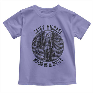 Saint Michael Defend Us In Battle Toddler T Shirt American Flag Patriotic TS12 Violet Print Your Wear