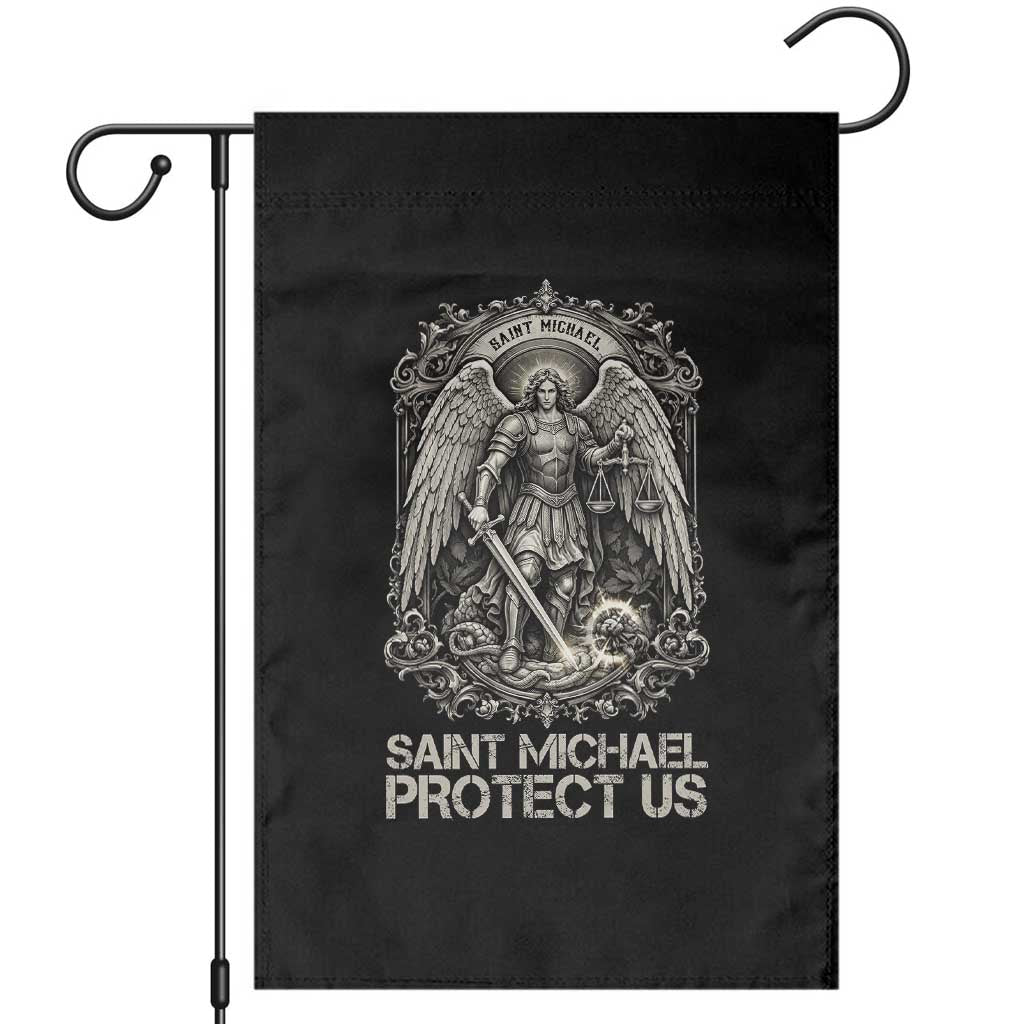 St Michael The Archangel Protect Us Garden Flag Christian Faith Gift TS12 Black Print Your Wear