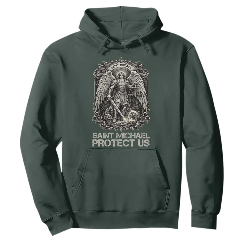 St Michael The Archangel Protect Us Hoodie Christian Faith Gift TS12 Dark Forest Green Print Your Wear