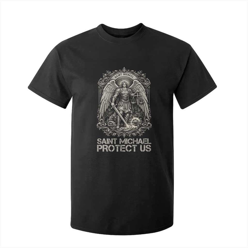 St Michael The Archangel Protect Us T Shirt For Kid Christian Faith Gift TS12 Black Print Your Wear