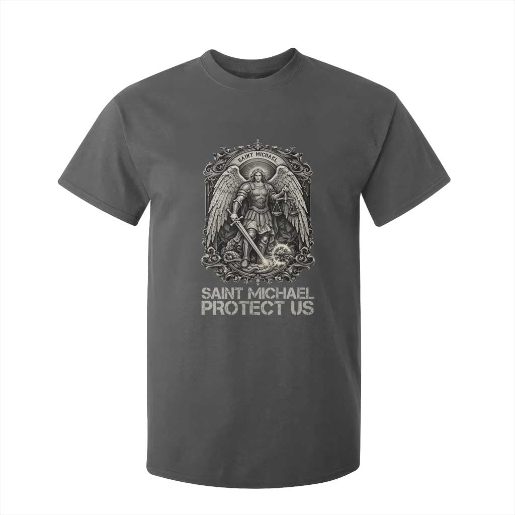 St Michael The Archangel Protect Us T Shirt For Kid Christian Faith Gift TS12 Dark Heather Print Your Wear