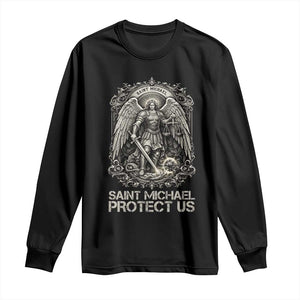 St Michael The Archangel Protect Us Long Sleeve Shirt Christian Faith Gift TS12 Black Print Your Wear
