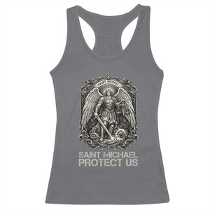 St Michael The Archangel Protect Us Racerback Tank Top Christian Faith Gift TS12 Charcoal Print Your Wear