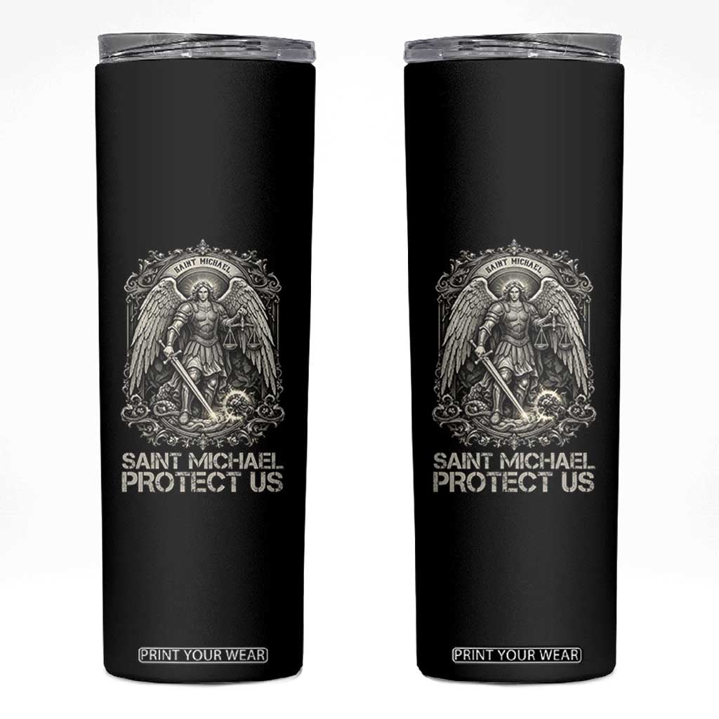 St Michael The Archangel Protect Us Skinny Tumbler Christian Faith Gift TS12 Black Print Your Wear