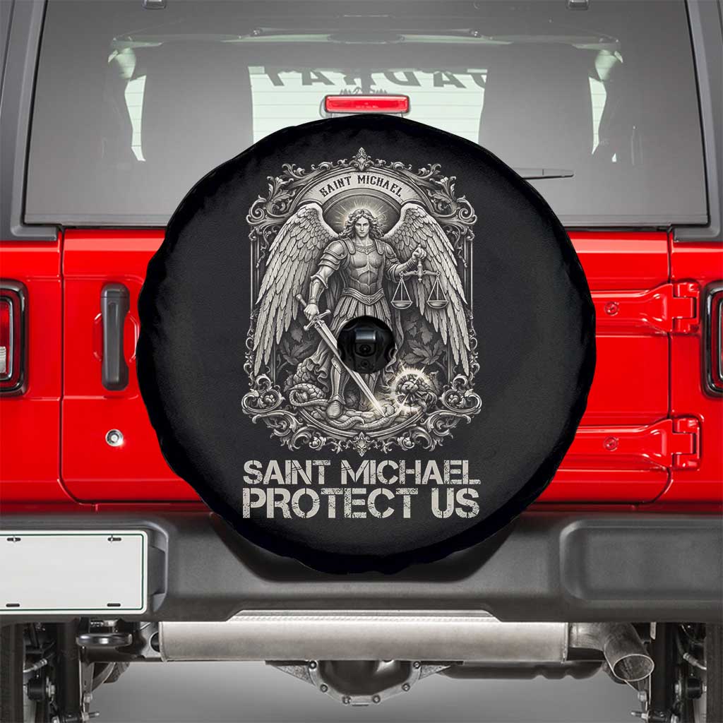 St Michael The Archangel Protect Us Spare Tire Cover Christian Faith Gift TS12 Black Print Your Wear